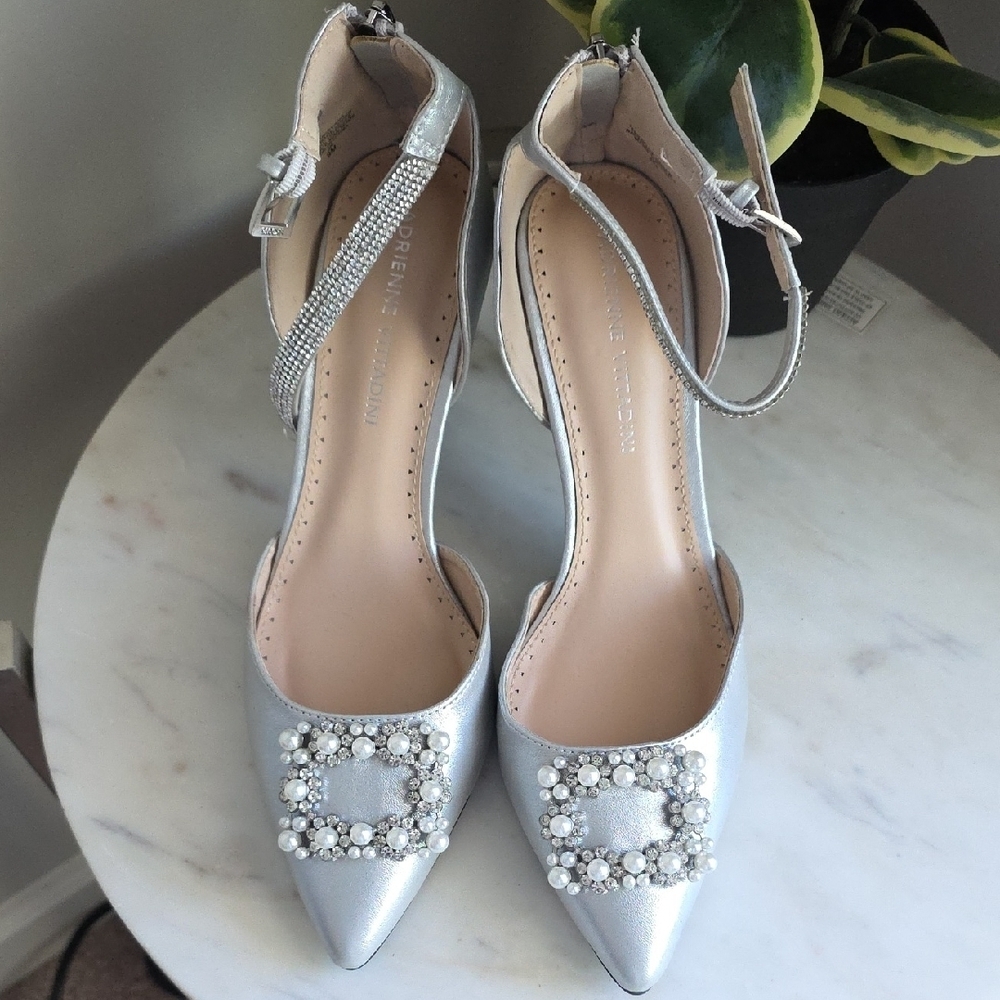 Chic Silver Heels with Rhinestone Accents
